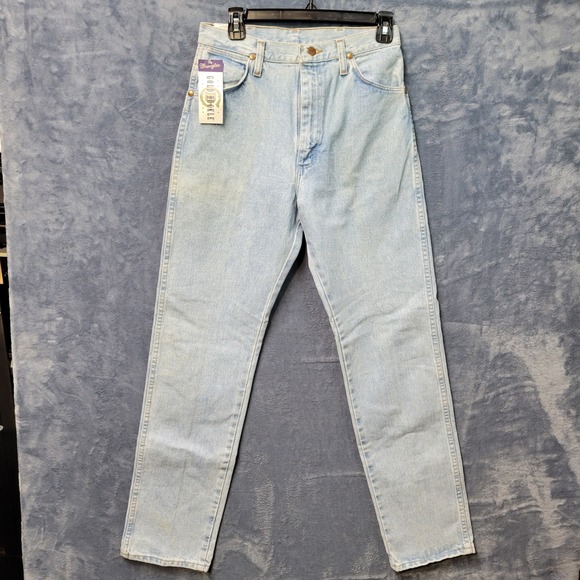 Wrangler Cowboy Cut Slim Fit Jeans Mens 9x32 Light Wash Gold Buckle NEW - Picture 1 of 11